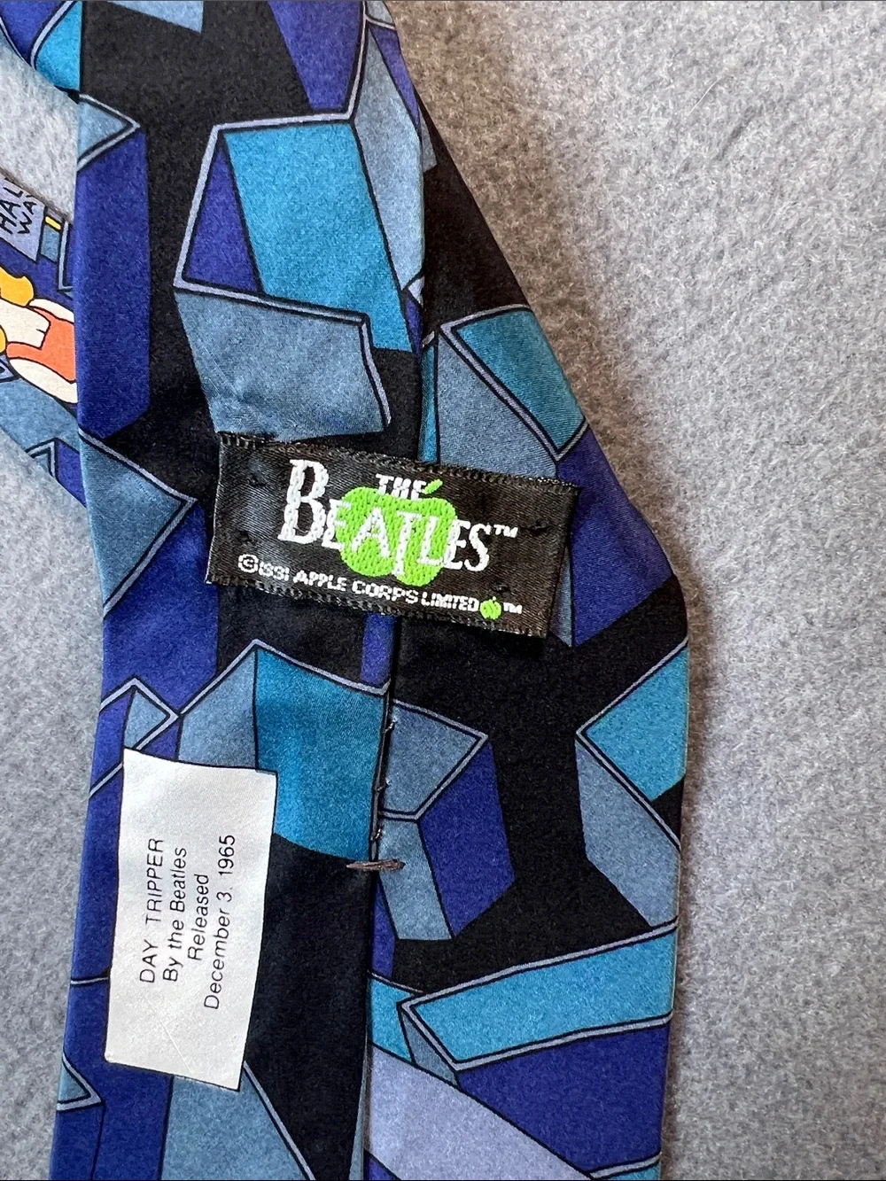 The Beatles Blue Geometric Cartoon Novelty Tie